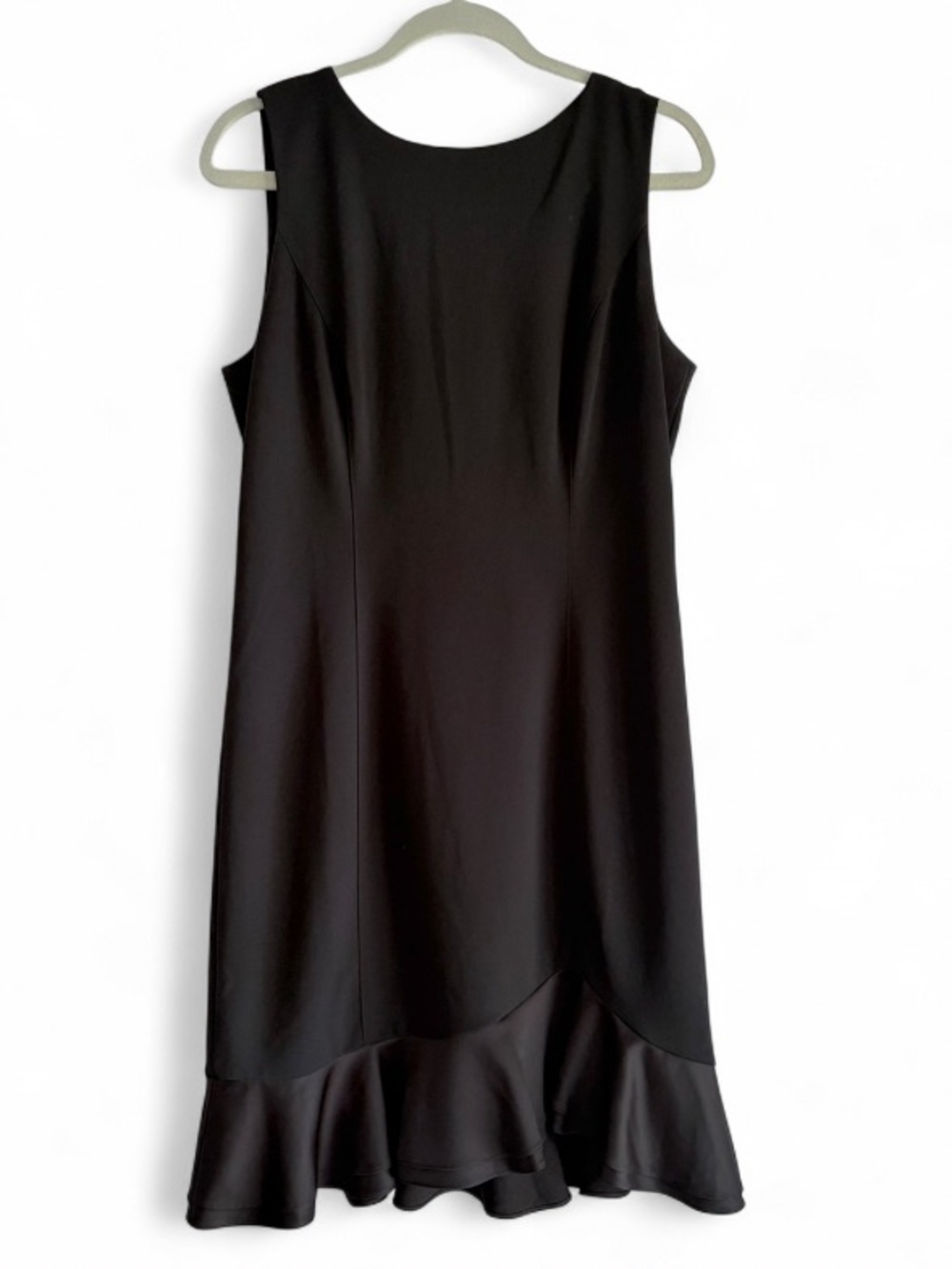White House Black Market Black Sleeveless Ruffle Hem Column Knit Dress Size 10